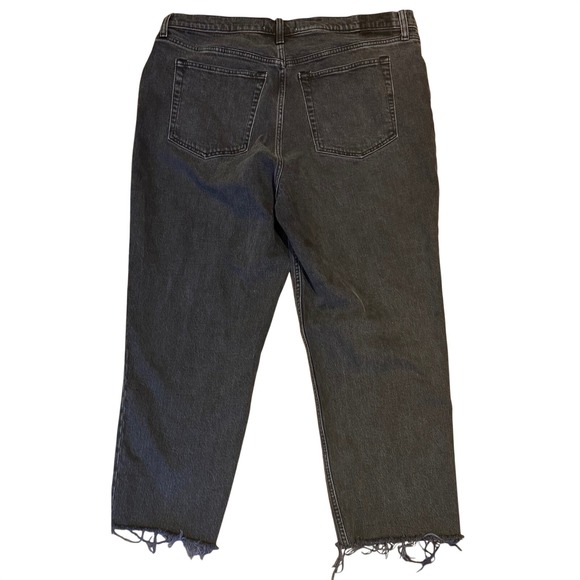 Abercrombie & Fitch The 90s Straight Jeans 34 18R Black Ultra High Rise Raw Hem - Picture 4 of 9